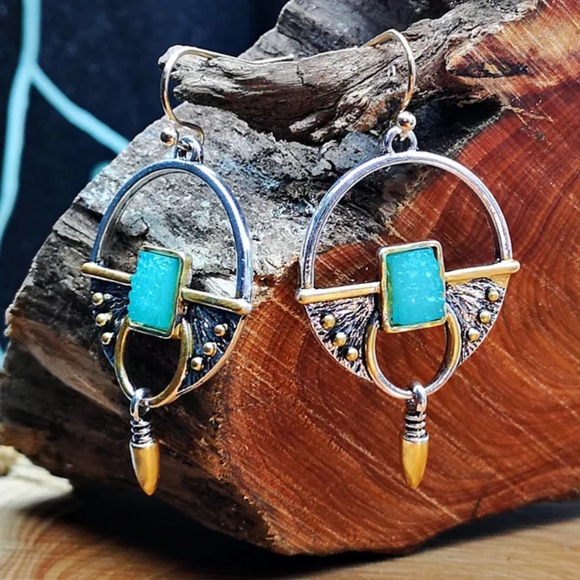 🎀Tribal Hollowed Out Round Bullet Drop Earrings - Picture 6 of 8